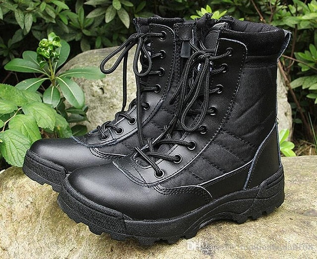 Military leather boots for men