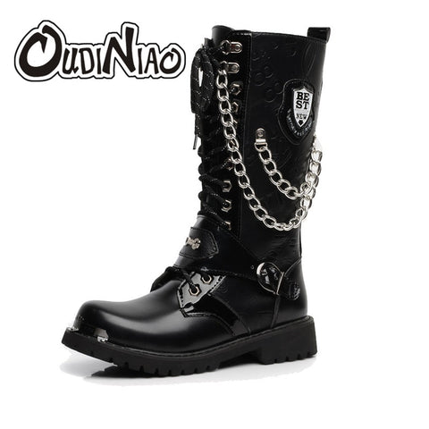 OUDINIAO High Military Combat Men Boots
