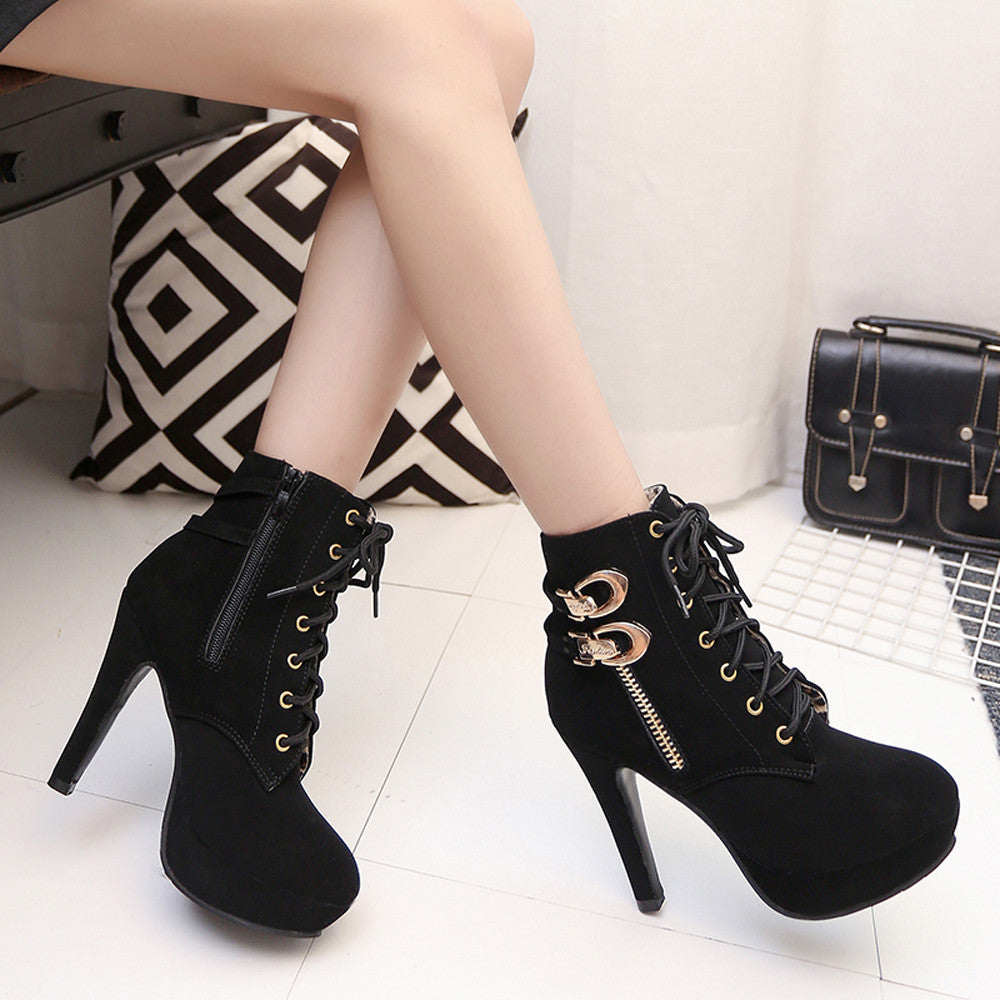 Women  High Heels Platform Ankle Boots