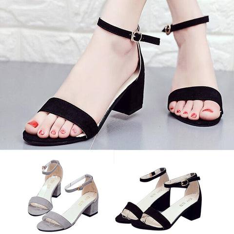 Ankle Strap  Single Band Chunky Heel