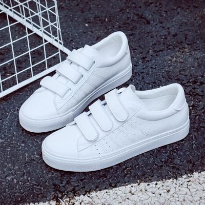 PU leather striped  women shoes