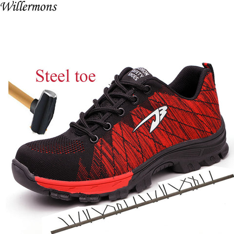 Breathable  Outdoor Men's Industrial & Construction Steel Toe Work Shoes