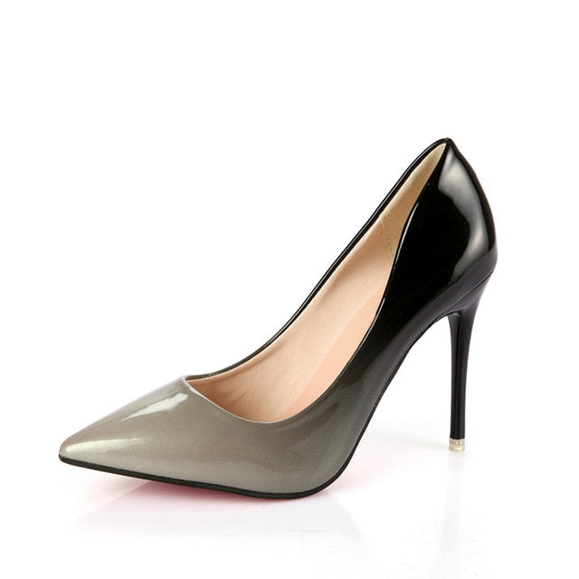 leather pointed high heels for woman