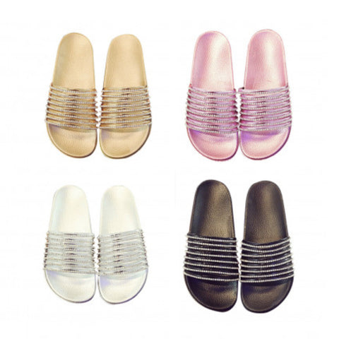 Diamond Stripe Bling Slippers
