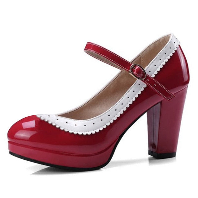 Ankle Strap Women Bowtie Round Toe High Heel